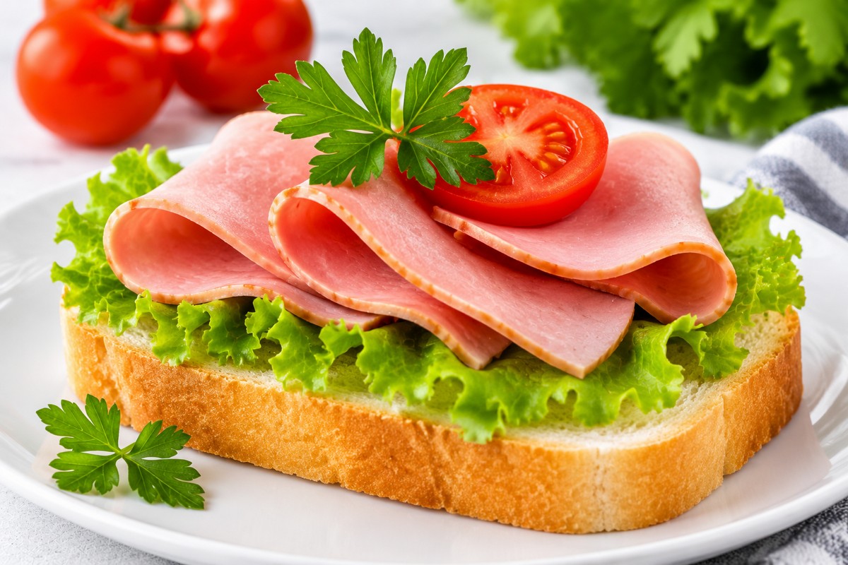 Тост с колбасой и свежими овощами